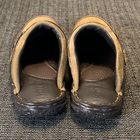 Born Womens 6 (36.5) Alain Tan Suede Brown Leather Slip-on Loafers Slides Mules - Picture 5 of 7